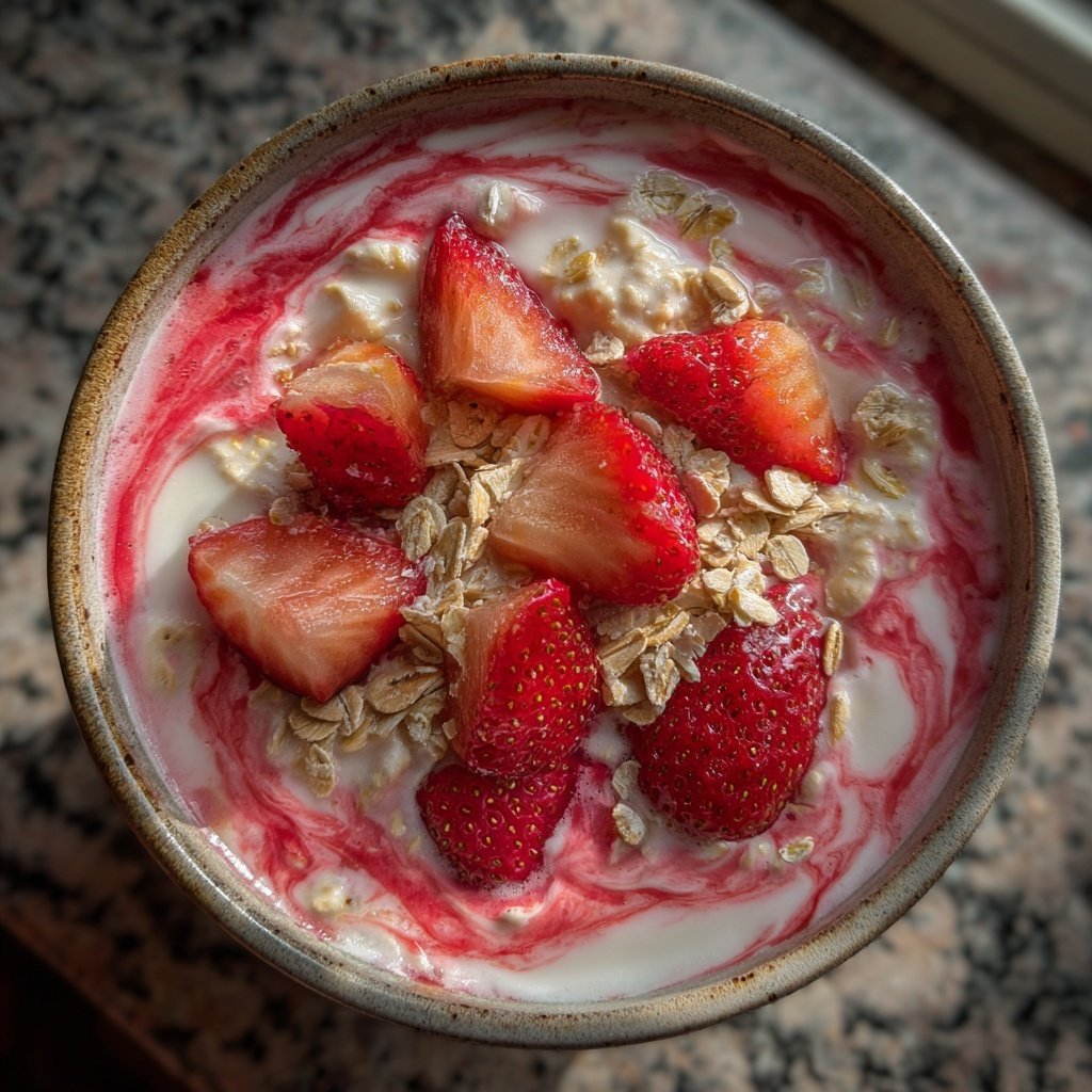 Overnight Oats with Strawberry Swirl