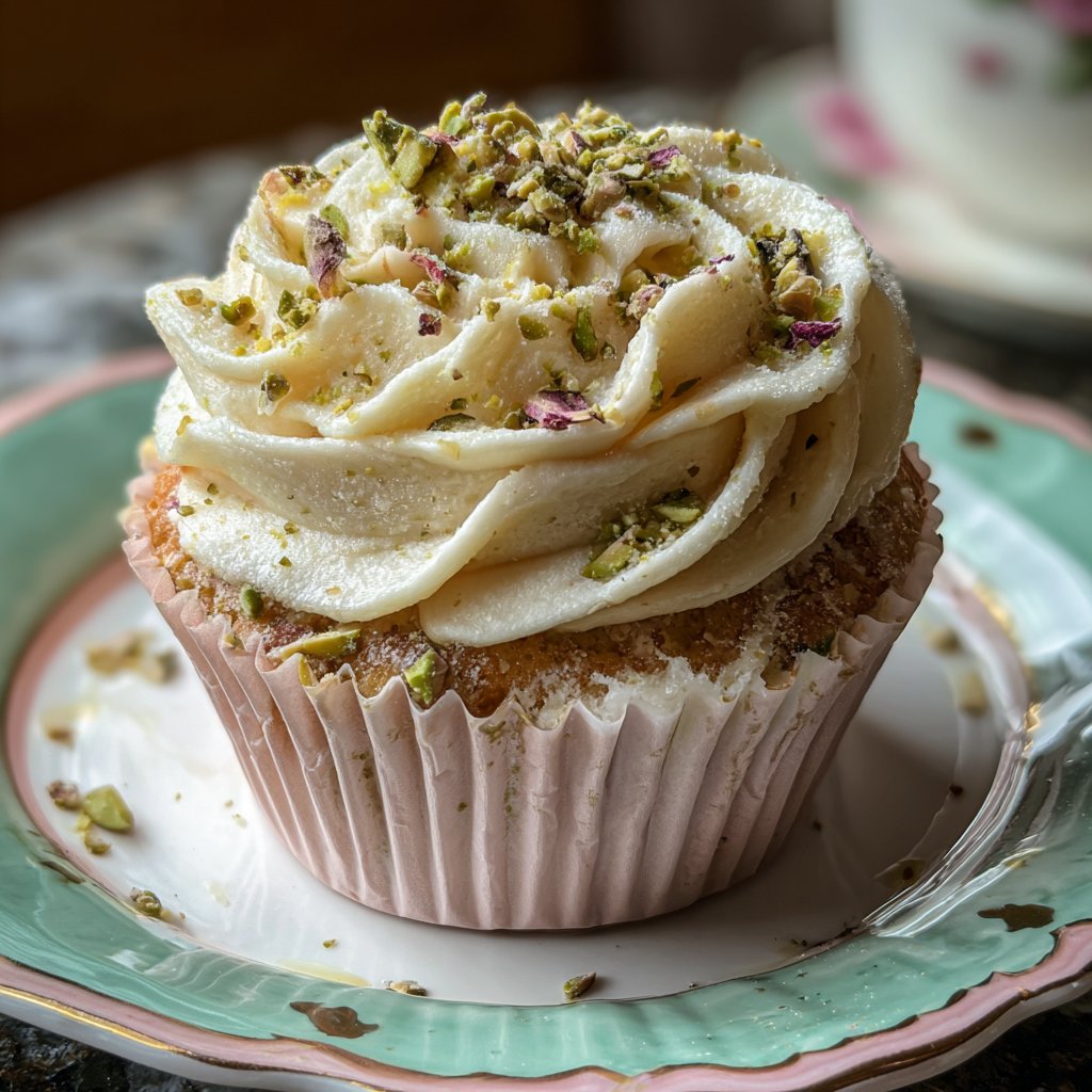 Pistachio Rose Cupcake Charm