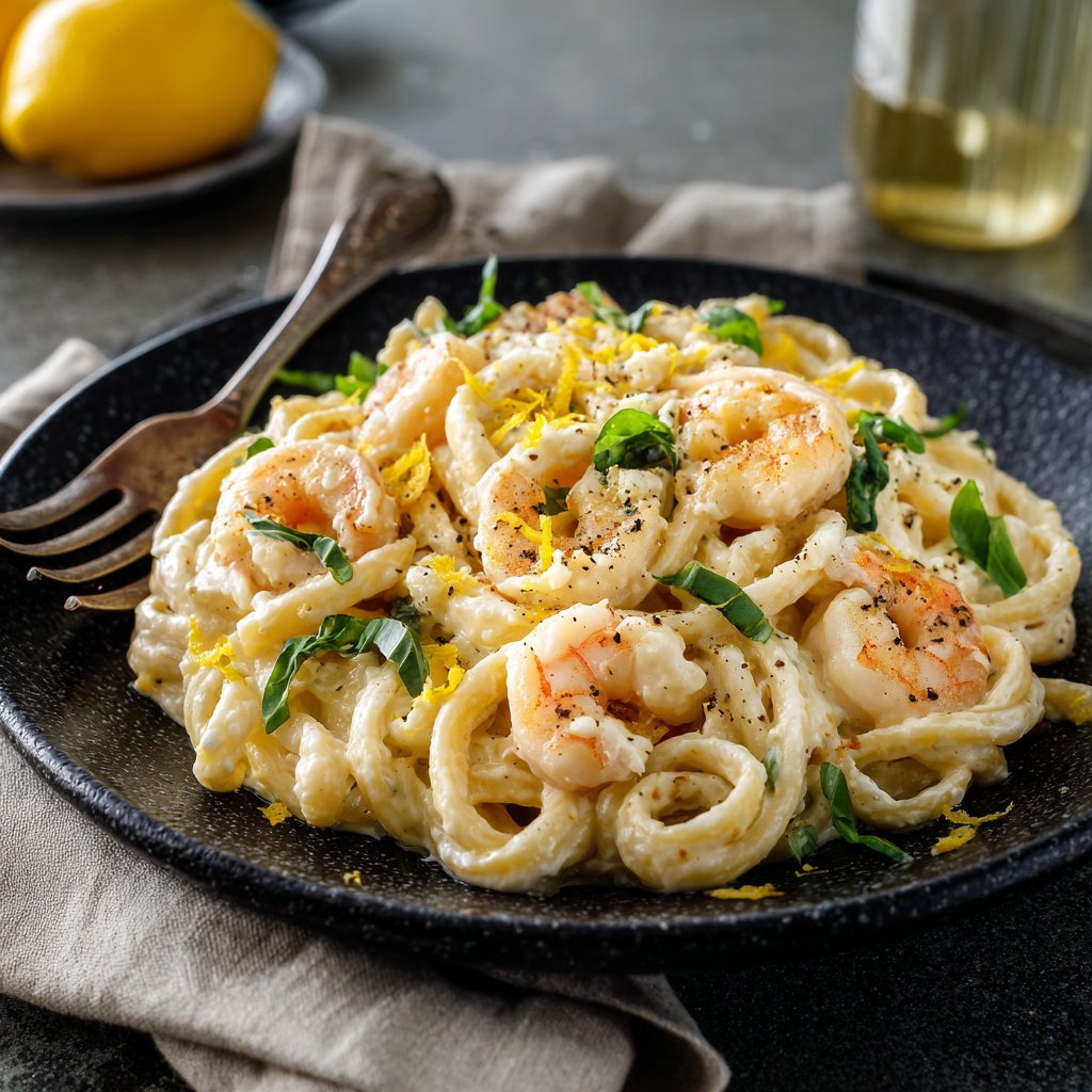 Lemon Ricotta Pasta with Shrimp
